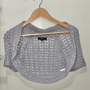 🌿 Express grey sparkly silver crop knit cardigan